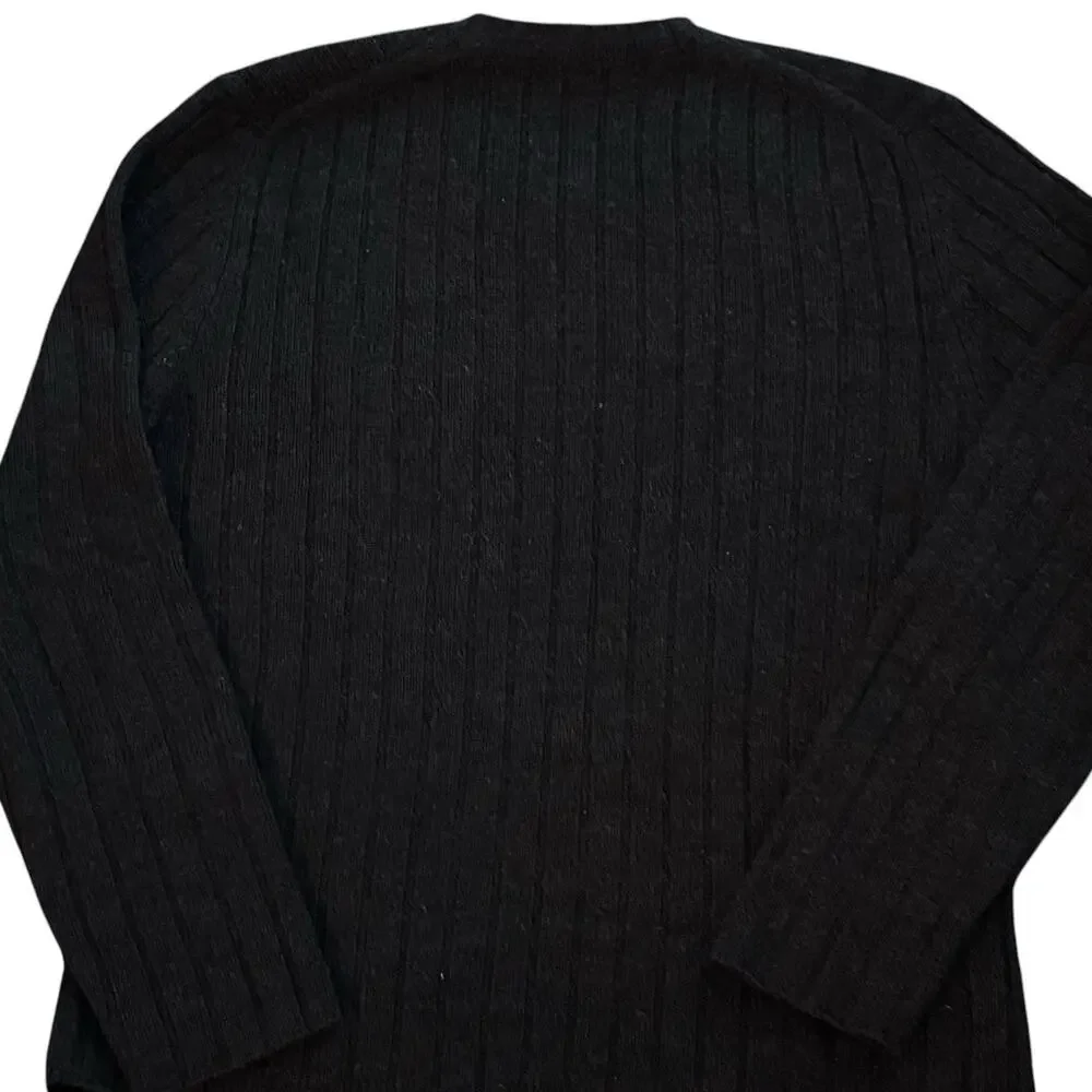 Vintage Banana Republic V Neck Wide Ribbed Wool Sweater Gray Medium Hong Kong